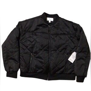NEW Kids Quilted Bomber Jacket Size LARGE 12-14 Boys Girls Unisex Black